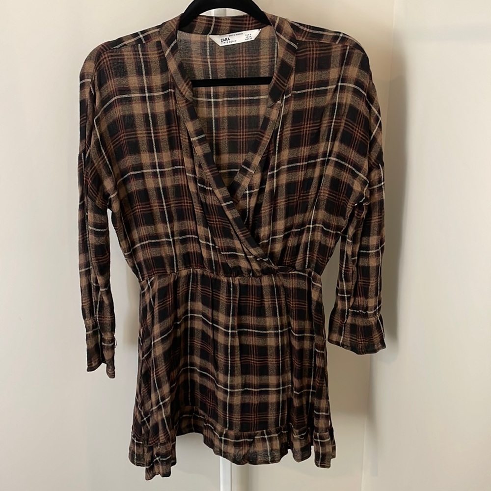 Zara Brown Plaid Dress